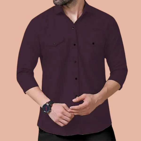 Rebelify_Double_Pocket_Men�s_Casual_Shirt_-_Regular_Fit,_Solid_Spread_Collar,_Versatile_Everyday_Wear,_Comfortable_and_Stylish_Design,_Ideal_for_All_Seasons_Purple
