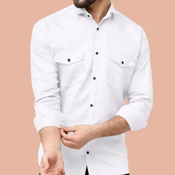 Rebelify_Double_Pocket_Men�s_Casual_Shirt_-_Regular_Fit,_Solid_Spread_Collar,_Versatile_Everyday_Wear,_Comfortable_and_Stylish_Design,_Ideal_for_All_Seasons_White