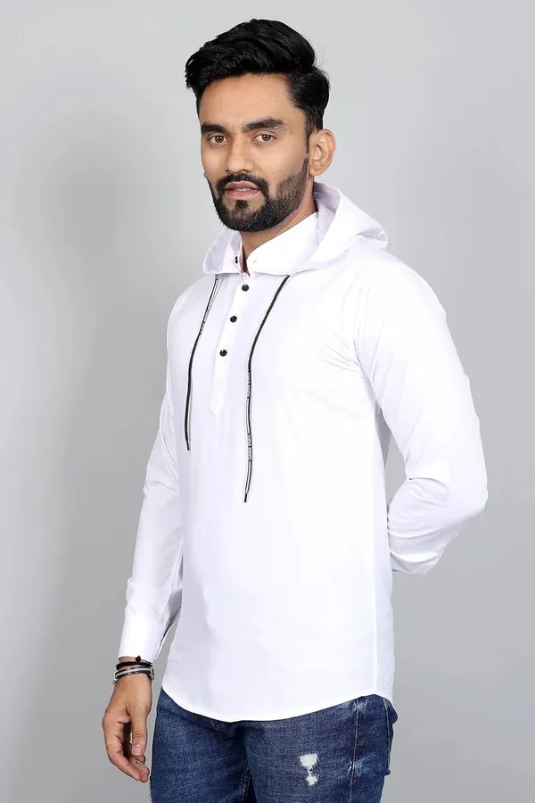 Rebelify_Men�s_Cotton_Blend_Regular_Fit_Solid_Casual_Shirt_with_Mandarin_Collar_&_Hoodie_Style_|_Full_Sleeve_Modern_Shirt_White