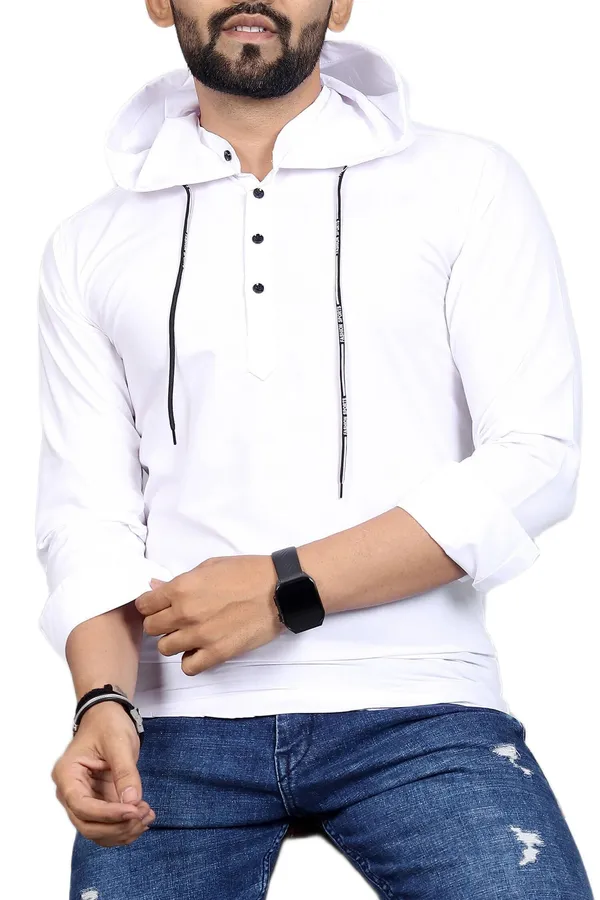 Rebelify_Men�s_Cotton_Blend_Regular_Fit_Solid_Casual_Shirt_with_Mandarin_Collar_&_Hoodie_Style_|_Full_Sleeve_Modern_Shirt_White