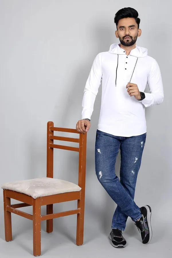 Rebelify_Men�s_Cotton_Blend_Regular_Fit_Solid_Casual_Shirt_with_Mandarin_Collar_&_Hoodie_Style_|_Full_Sleeve_Modern_Shirt_White