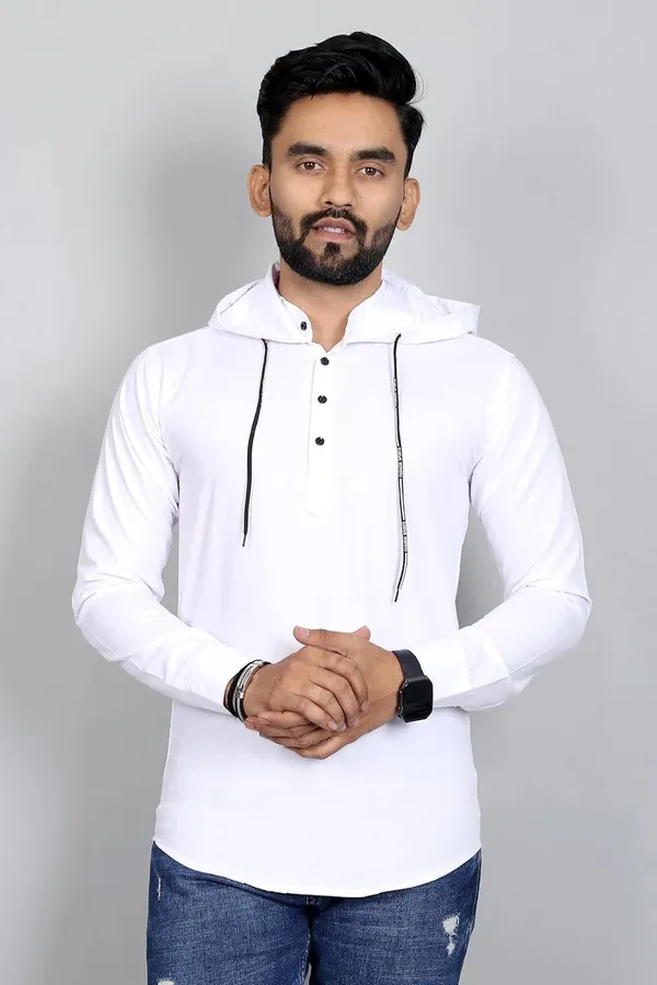 Rebelify_Men�s_Cotton_Blend_Regular_Fit_Solid_Casual_Shirt_with_Mandarin_Collar_&_Hoodie_Style_|_Full_Sleeve_Modern_Shirt_White