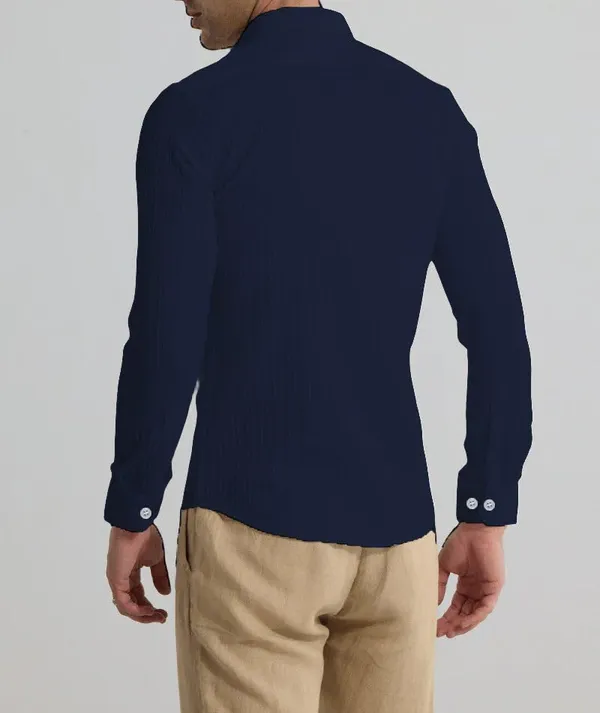 Rebelify_Men's_Cotton_Blend_Regular_Fit_Self_Design_Casual_Shirt_with_Spread_Collar,_Full_Sleeve_Blue