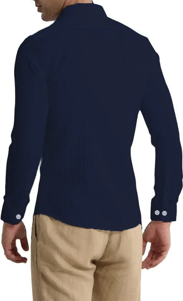 Rebelify_Men's_Cotton_Blend_Regular_Fit_Self_Design_Casual_Shirt_with_Spread_Collar,_Full_Sleeve_Blue