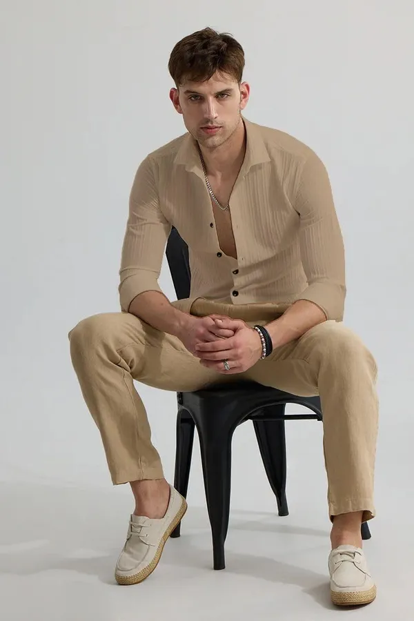 Rebelify_Men's_Cotton_Blend_Regular_Fit_Self_Design_Casual_Shirt_with_Spread_Collar,_Full_Sleeve_Beige