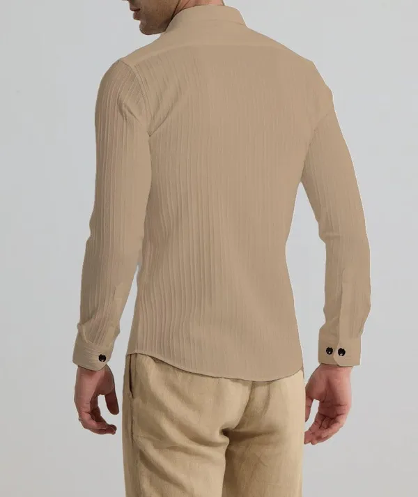 Rebelify_Men's_Cotton_Blend_Regular_Fit_Self_Design_Casual_Shirt_with_Spread_Collar,_Full_Sleeve_Beige