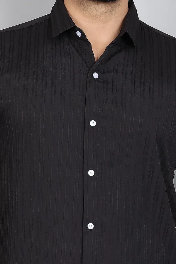 Rebelify_Men�s_Self-Design_Cotton_Blend_Half_Sleeve_Casual_Shirt,_Stylish_Spread_Collar_Plain_Shirt_for_Office_&_Outings_Black