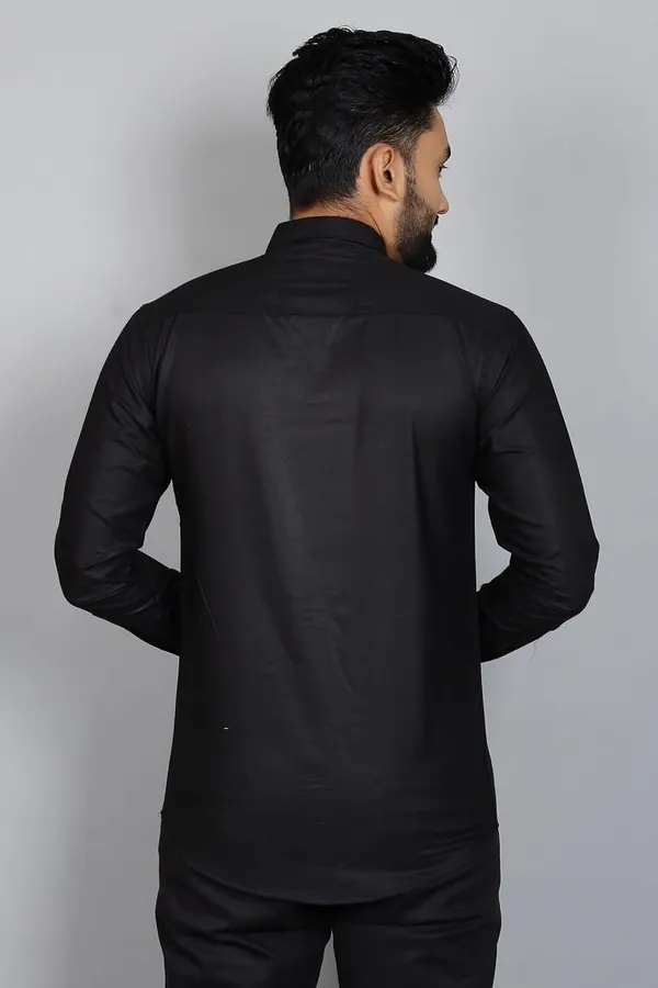Rebelify_Men�s_Cotton_Blend_Regular_Fit_Solid_Casual_Shirt,_Spread_Collar_Full_Sleeve_Shirt_for_Men_Stylish_Office_Black