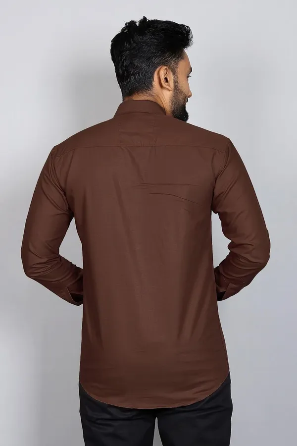 Rebelify_Men�s_Cotton_Blend_Regular_Fit_Solid_Casual_Shirt,_Spread_Collar_Full_Sleeve_Shirt_for_Men_Stylish_Office_Brown