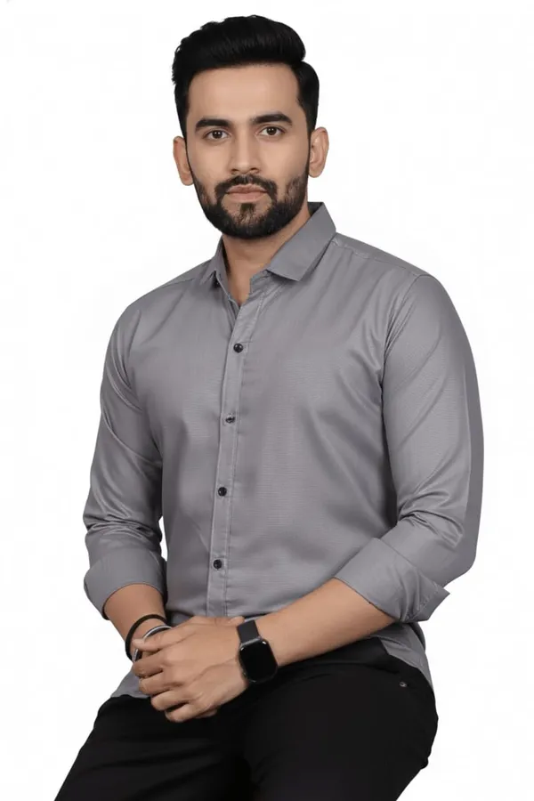 Rebelify_Men�s_Cotton_Blend_Regular_Fit_Solid_Casual_Shirt,_Spread_Collar_Full_Sleeve_Shirt_for_Men_Stylish_Office_Grey