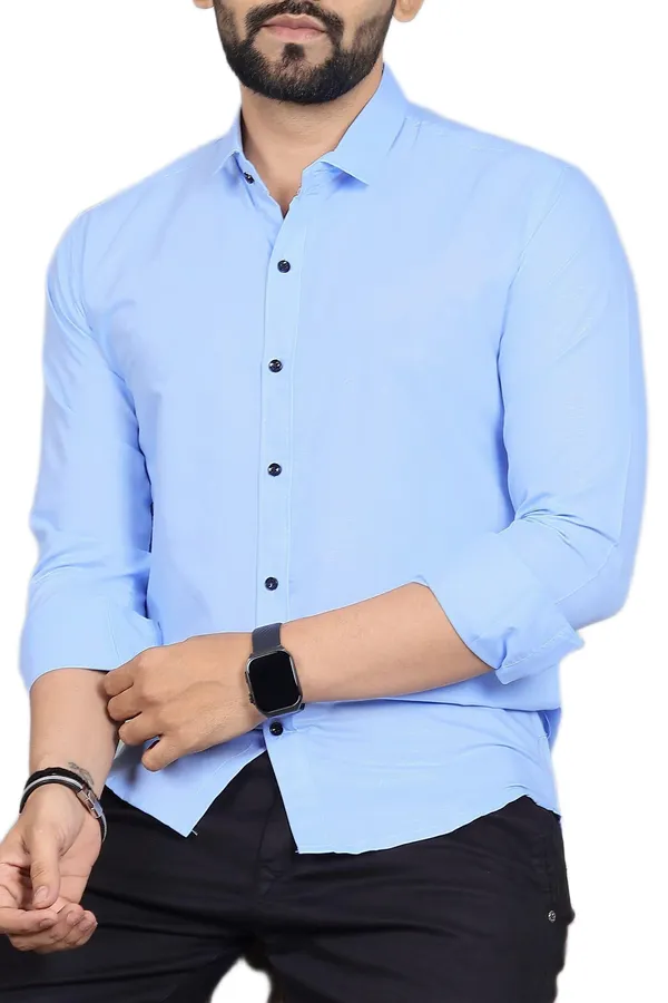 Rebelify_Men�s_Cotton_Blend_Regular_Fit_Solid_Casual_Shirt,_Spread_Collar_Full_Sleeve_Shirt_for_Men_Stylish_Office_Light_Blue