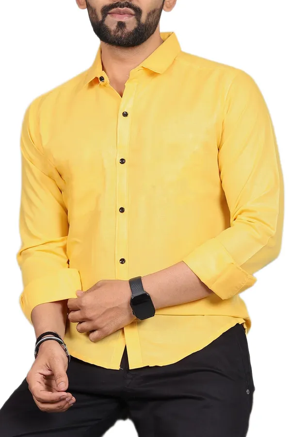 Rebelify_Men�s_Cotton_Blend_Regular_Fit_Solid_Casual_Shirt,_Spread_Collar_Full_Sleeve_Shirt_for_Men_Stylish_Office_Yellow