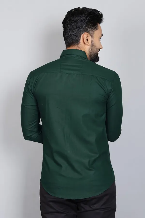 Rebelify_Men�s_Cotton_Blend_Solid_Spread_Collar_Regular_Fit_Full_Sleeve_Casual_Shirt_for_Everyday_Wear,_Office,_Travel_and_Outings_Bottle_Green