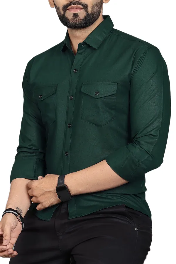 Rebelify_Men�s_Cotton_Blend_Solid_Spread_Collar_Regular_Fit_Full_Sleeve_Casual_Shirt_for_Everyday_Wear,_Office,_Travel_and_Outings_Bottle_Green