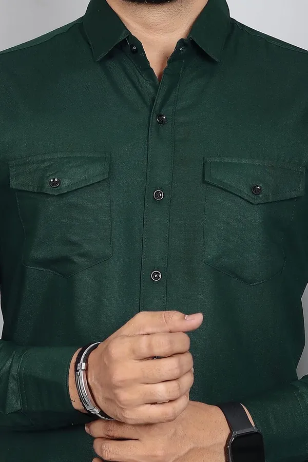 Rebelify_Men�s_Cotton_Blend_Solid_Spread_Collar_Regular_Fit_Full_Sleeve_Casual_Shirt_for_Everyday_Wear,_Office,_Travel_and_Outings_Bottle_Green