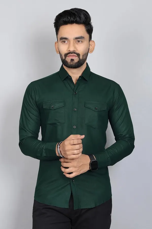 Rebelify_Men�s_Cotton_Blend_Solid_Spread_Collar_Regular_Fit_Full_Sleeve_Casual_Shirt_for_Everyday_Wear,_Office,_Travel_and_Outings_Bottle_Green
