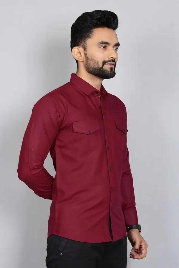 Rebelify_Men�s_Cotton_Blend_Solid_Spread_Collar_Regular_Fit_Full_Sleeve_Casual_Shirt_for_Everyday_Wear,_Office,_Travel_and_Outings_Maroon