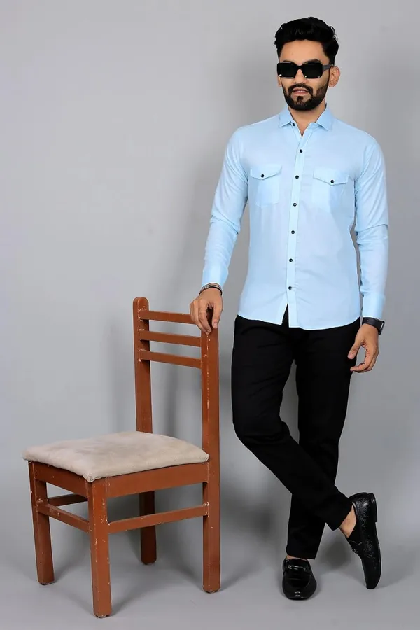 Rebelify_Men�s_Cotton_Blend_Solid_Spread_Collar_Regular_Fit_Full_Sleeve_Casual_Shirt_for_Everyday_Wear,_Office,_Travel_and_Outings_Sky_Blue
