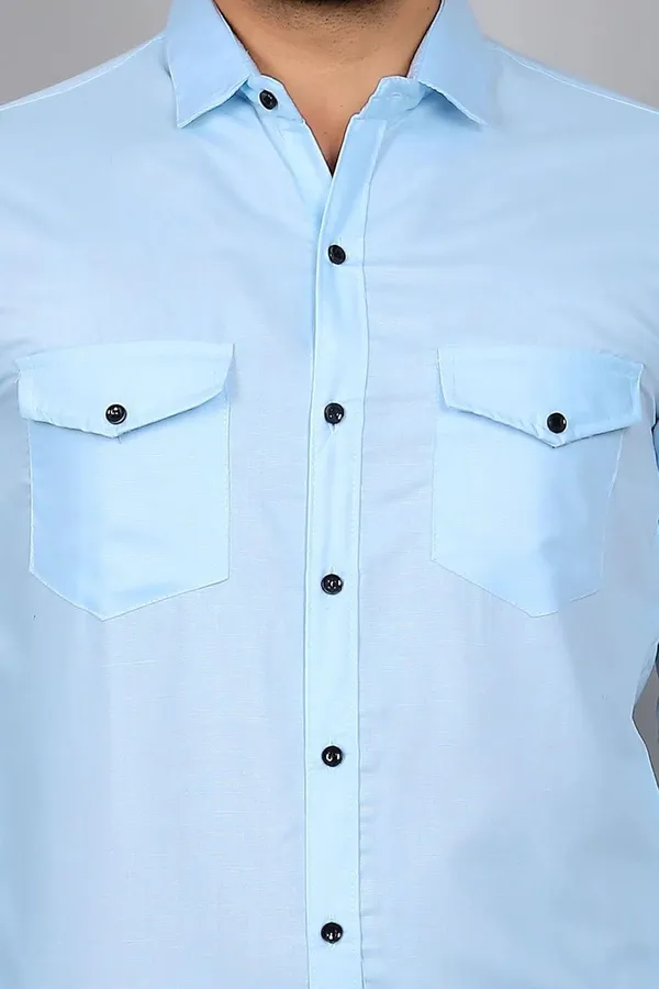 Rebelify_Men�s_Cotton_Blend_Solid_Spread_Collar_Regular_Fit_Full_Sleeve_Casual_Shirt_for_Everyday_Wear,_Office,_Travel_and_Outings_Sky_Blue