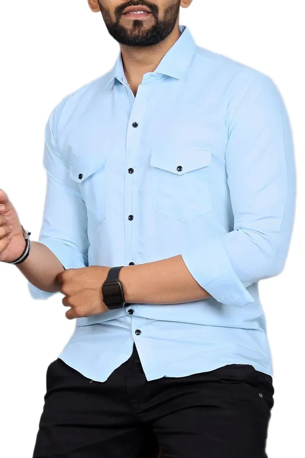 Rebelify_Men�s_Cotton_Blend_Solid_Spread_Collar_Regular_Fit_Full_Sleeve_Casual_Shirt_for_Everyday_Wear,_Office,_Travel_and_Outings_Sky_Blue