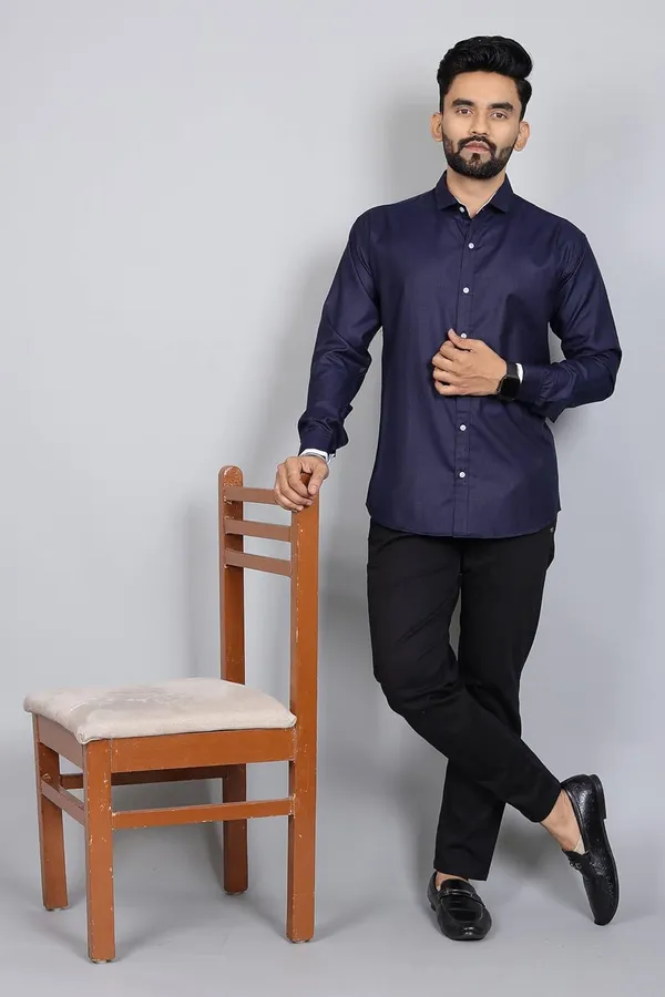 Rebelify_Men�s_Cotton_Blend_Regular_Fit_Solid_Spread_Collar_Casual_Shirt_with_Full_Sleeves,_Ideal_and_Office_Use_Blue