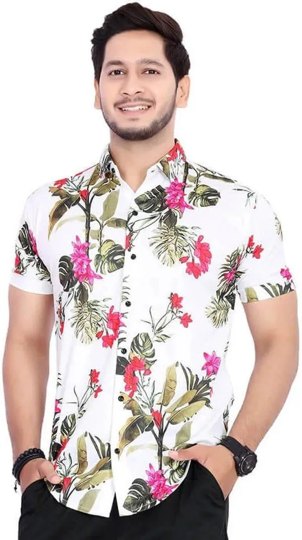 Rebelify_Men's_Lycra_Blend_Regular_Fit_Printed_with_Spread_Collar_Half_Sleeve_Casual_Shirt,_Soft_Stretchable_and_Comfortable_Shirt_for_Men