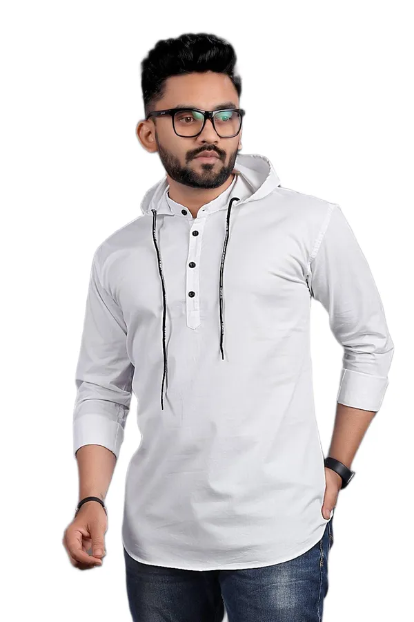 Rebelify_Men�s_Cotton_Blend_Regular_Fit_Mandarin_Collar_Casual_Kurta_Shirt_with_Hooded_Design,_Full_Sleeves_White