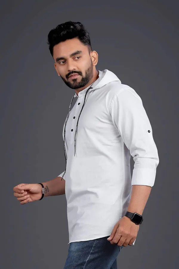Rebelify_Men�s_Cotton_Blend_Regular_Fit_Mandarin_Collar_Casual_Kurta_Shirt_with_Hooded_Design,_Full_Sleeves_White