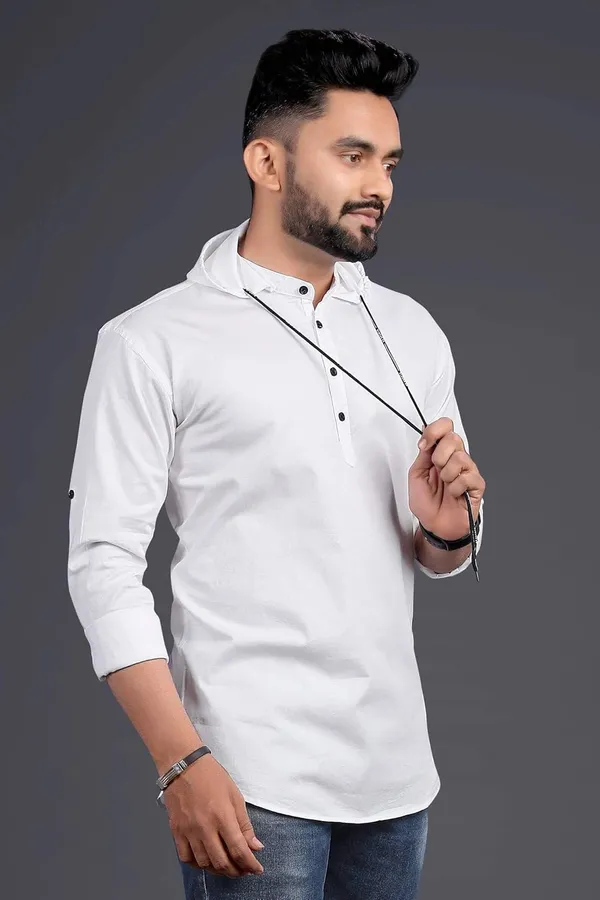 Rebelify_Men�s_Cotton_Blend_Regular_Fit_Mandarin_Collar_Casual_Kurta_Shirt_with_Hooded_Design,_Full_Sleeves_White