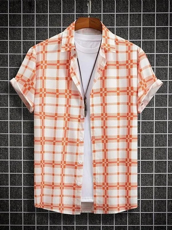 Rebelify_Men�s_Lycra_Blend_Printed_Half_Sleeve_Regular_Fit_Shirt,_Casual_Wear_Shirt_with_Stylish_Spread_Collar_Orange