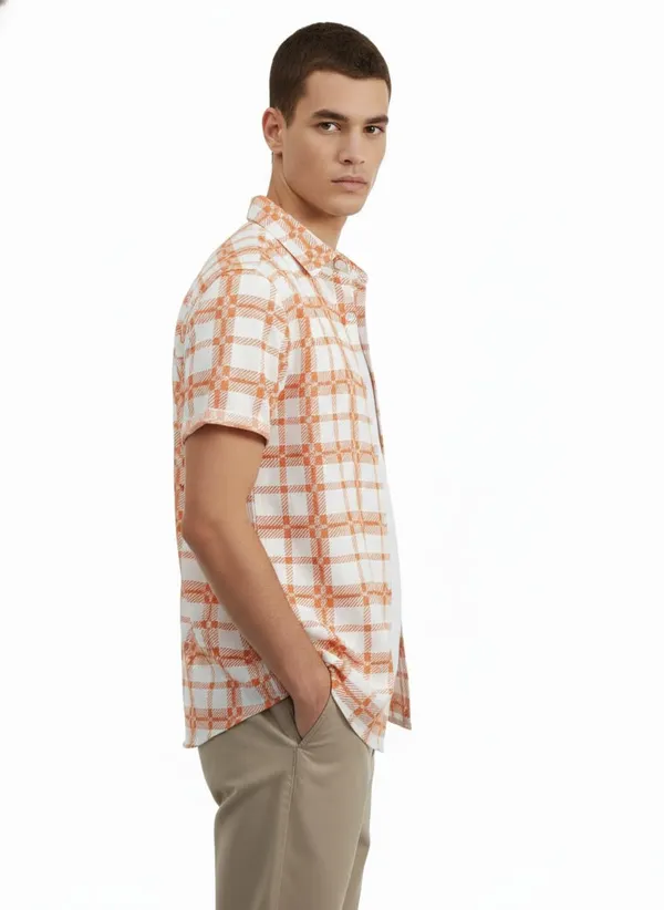 Rebelify_Men�s_Lycra_Blend_Printed_Half_Sleeve_Regular_Fit_Shirt,_Casual_Wear_Shirt_with_Stylish_Spread_Collar_Orange