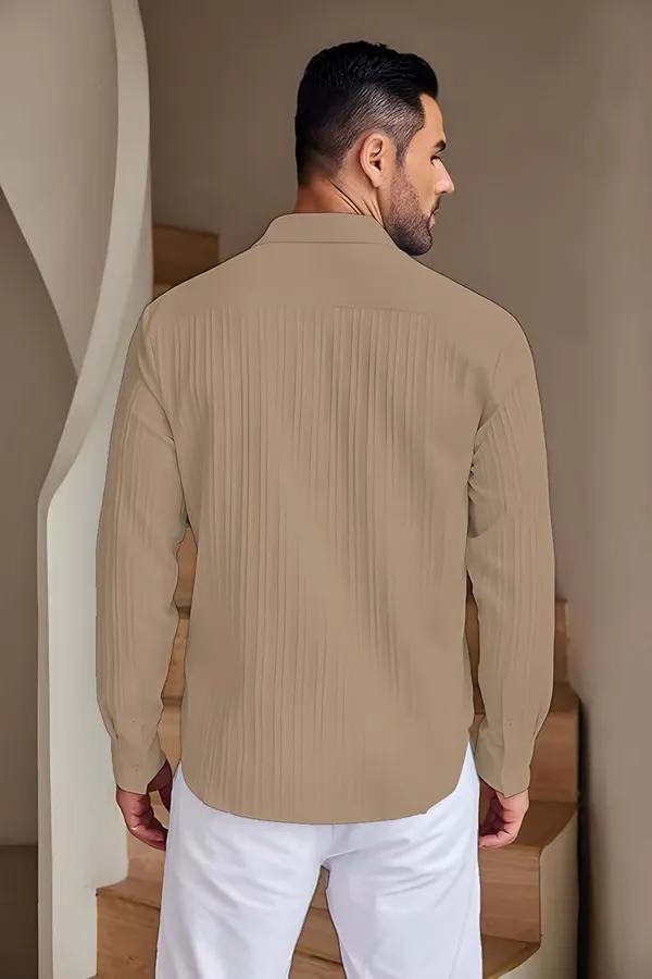Rebelify_Men�s_Cotton_Blend_Regular_Fit_Self_Design_Casual_Shirt,_Spread_Collar_Full_Sleeve_Shirt_for_Men_Stylish_Beige