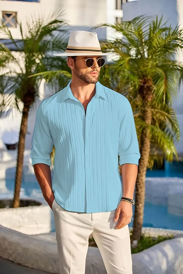 Rebelify_Men�s_Cotton_Blend_Regular_Fit_Self_Design_Casual_Shirt,_Spread_Collar_Full_Sleeve_Shirt_for_Men_Stylish_Light_Blue