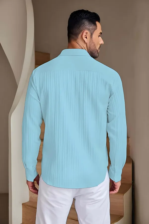 Rebelify_Men�s_Cotton_Blend_Regular_Fit_Self_Design_Casual_Shirt,_Spread_Collar_Full_Sleeve_Shirt_for_Men_Stylish_Light_Blue