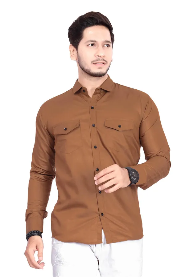 Rebelify_Men's_Cotton_Shirt_with_Pockets_Full_Sleeves_Spread_Collar_Solid_Pattern_Botton_Down_Closure_Regular_Fit_and_Standard_Length_Brown