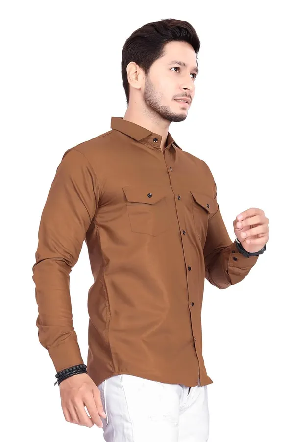 Rebelify_Men's_Cotton_Shirt_with_Pockets_Full_Sleeves_Spread_Collar_Solid_Pattern_Botton_Down_Closure_Regular_Fit_and_Standard_Length_Brown