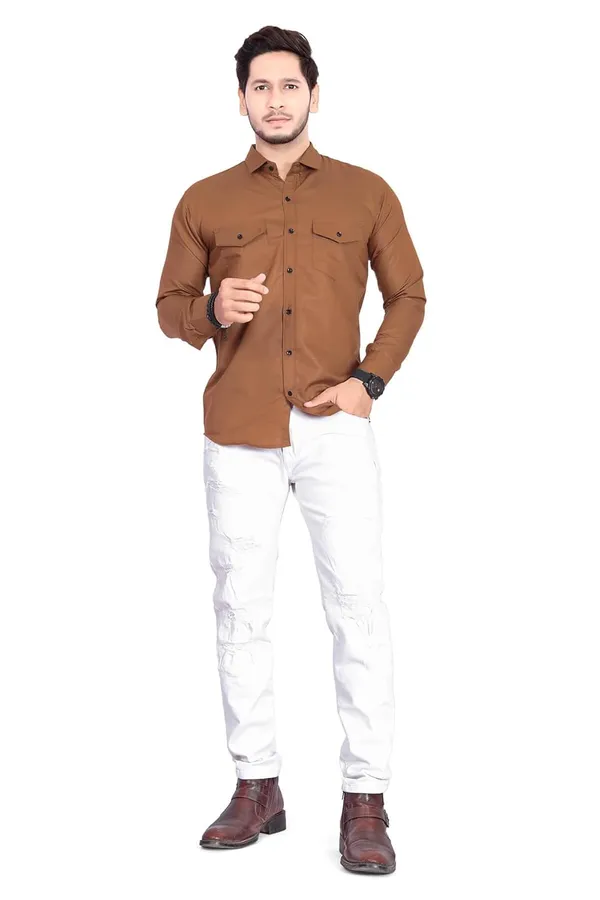 Rebelify_Men's_Cotton_Shirt_with_Pockets_Full_Sleeves_Spread_Collar_Solid_Pattern_Botton_Down_Closure_Regular_Fit_and_Standard_Length_Brown