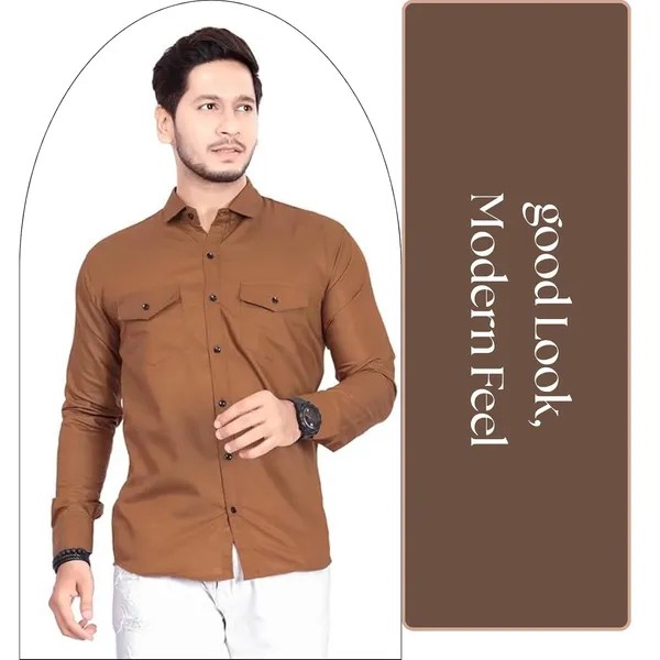 Rebelify_Men's_Cotton_Shirt_with_Pockets_Full_Sleeves_Spread_Collar_Solid_Pattern_Botton_Down_Closure_Regular_Fit_and_Standard_Length_Brown