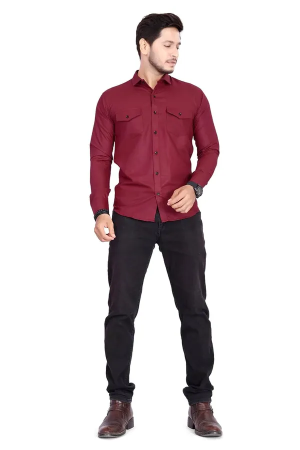 Rebelify_Men's_Cotton_Shirt_with_Pockets_Full_Sleeves_Spread_Collar_Solid_Pattern_Botton_Down_Closure_Regular_Fit_and_Standard_Length_Maroon