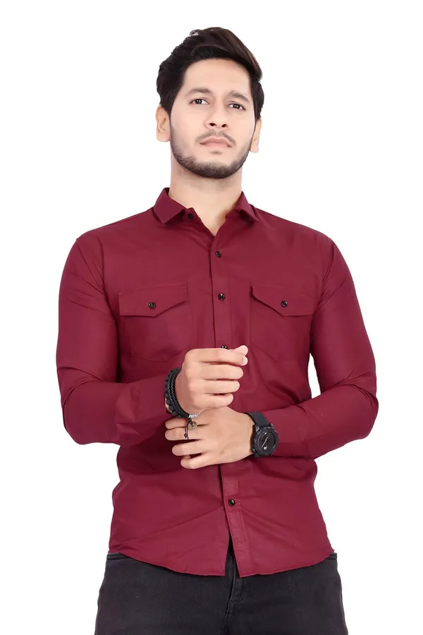 Rebelify_Men's_Cotton_Shirt_with_Pockets_Full_Sleeves_Spread_Collar_Solid_Pattern_Botton_Down_Closure_Regular_Fit_and_Standard_Length_Maroon