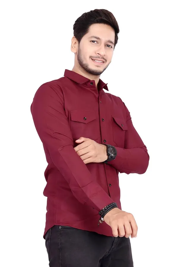 Rebelify_Men's_Cotton_Shirt_with_Pockets_Full_Sleeves_Spread_Collar_Solid_Pattern_Botton_Down_Closure_Regular_Fit_and_Standard_Length_Maroon