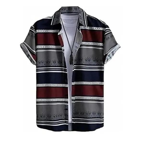 Rebelify_Men's_Lycra_Bland_Shirt_with_Half_Sleeves_Button_Down_Closure_Round_Collar_Neck_Printed_Pattern_Relaxed_Fit_and_Standard_Length_Red,_Maroon