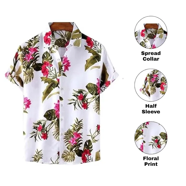 Rebelify_Men's_Lycra_Bland_Shirt_with_Half_Sleeves_Button_Down_Closure_Round_Collar_Neck_Printed_Pattern_Relaxed_Fit_and_Standard_Length_Red,_Pink