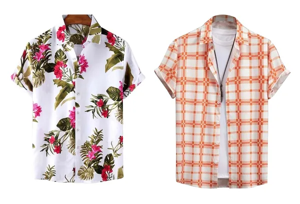 Rebelify_Men's_Lycra_Bland_Shirt_with_Half_Sleeves_Button_Down_Closure_Round_Collar_Neck_Printed_Pattern_Relaxed_Fit_and_Standard_Length_Red,_Orange