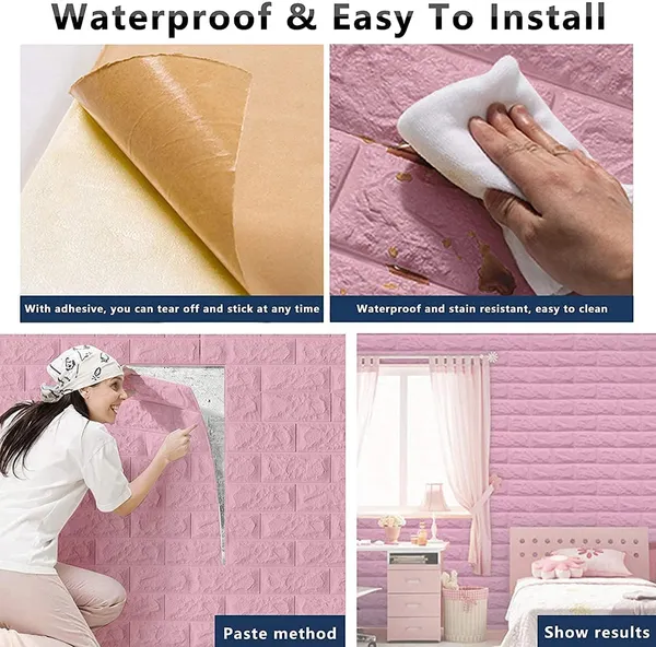 _3D_Design_Wallpaper_For_Walls,_Self_Adhesive_Pe_Foam_Brick_Design_Stickers/Diy_For_Wall_For_Living_Room_Decor_Home,_Hotel,_Bedroom_Cafe_(70_X_77Cm,_Appx._5.8Sq_Feet)_(Pink_Brick,_5)
