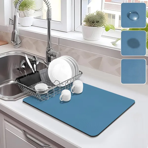 New_Dish_Drying_Mat_For_Kitchen_Water_Absorbent_Mat_Drying_Mat_For_Kitchen_Utensils_Large_Dry_Mat_For_Kitchen_Utensils_Drying_Mat_Water_Absorbent_Mats_For_Kitchen_Items_(Blue_30_X_40_Cm)