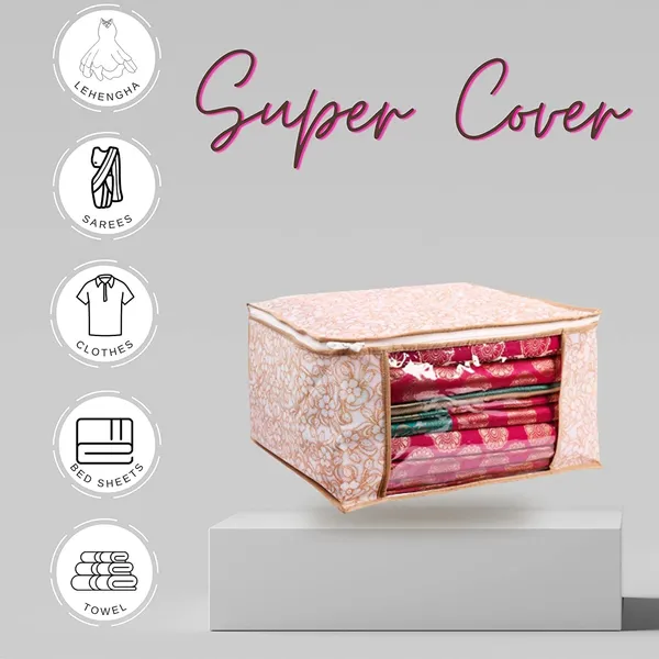 Pack_Of_5_Saree_Cover_Non_Woven_Fabric_Clothes_Organiser_For_Wardrobe_With_Transparent_Window_&_Zip_Clothes_Storage_Bag_For_Lehenga,_Suit,_Dress_Saree_Packing_Covers_(Pack_Of_5,_Beige)