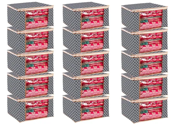Pack_Of_15_Saree_Cover_Non_Woven_Fabric_Clothes_Organiser_For_Wardrobe_With_Transparent_Window_&_Zip_Clothes_Storage_Bag_For_Lehenga,_Suit,_Dress_Saree_Packing_Covers_For_Clothes_(Pack_Of_15,_Grey)