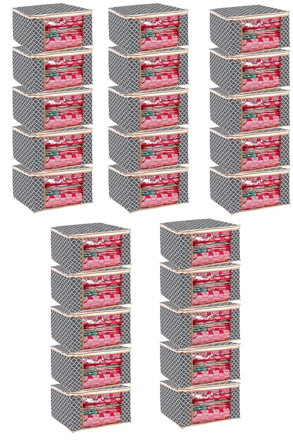 Pack_Of_25_Saree_Cover_Non_Woven_Fabric_Clothes_Organiser_For_Wardrobe_With_Transparent_Window_&_Zip_Clothes_Storage_Bag_For_Lehenga,_Suit,_Dress_Saree_Packing_Covers_For_Clothes_(Pack_Of_25,_Grey)