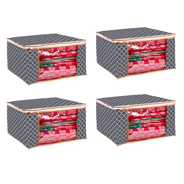 Pack_Of_4_Saree_Cover_Non_Woven_Fabric_Clothes_Organiser_For_Wardrobe_With_Transparent_Window_&_Zip_Clothes_Storage_Bag_For_Lehenga,_Suit,_Dress_Saree_Packing_Covers_For_Clothes_(Pack_Of_4,_Grey)